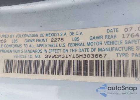 2005 Volkswagen New Beetle Gls from USA, damaged, VIN 3VWCM31Y15M303667